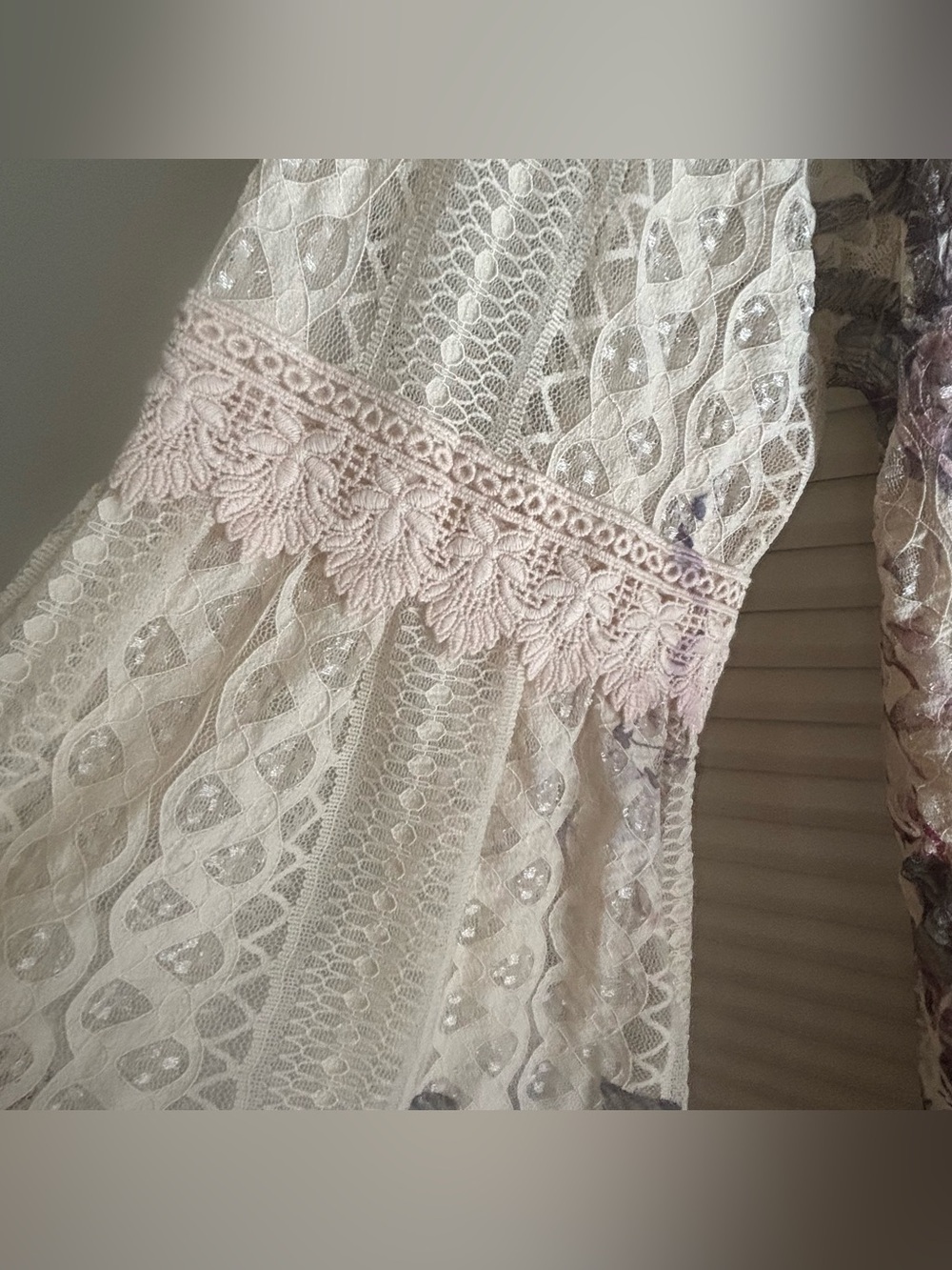 ORIGAMI all LACE lined BOHEMIAN WESTERN Maxi Dress Size XL gypsy shabby chic - Picture 13 of 16